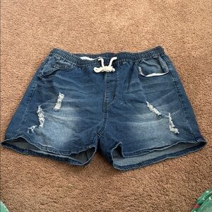 SHEIN Blue Jean Shorts Distressed Casual Style